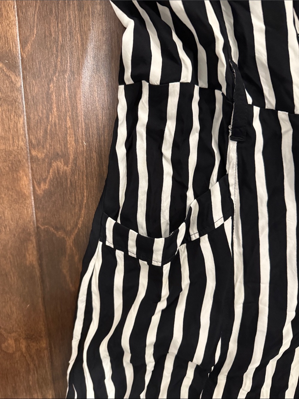 Free People Black & White Vertical Stripe Wide-Leg Jumpsuit - Picture 3 of 6